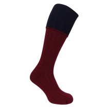Hoggs Of Fife 1901 Contrast T/Over Top Stocking (Single) (Size UK 7-10) (BURGUNDY/NAVY) (1901/BN/2)