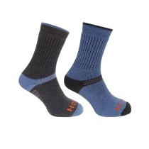 Hoggs Of Fife 1905 Tech-Active Sock (2 Pack) (Size UK 4-7) (CHARCOAL/DENIM) (1905/CD/1)