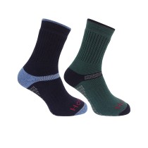 Hoggs Of Fife 1905 Tech-Active Sock (2 Pack) (Size UK 10-13) (GREEN/NAVY) (1905/GN/3)