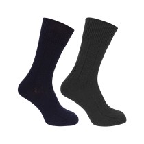 Hoggs Of Fife 1906 Brogue Merino Sock (2 Pack) (Size UK 7-10) (NAVY/GREY) (1906/NG/2)